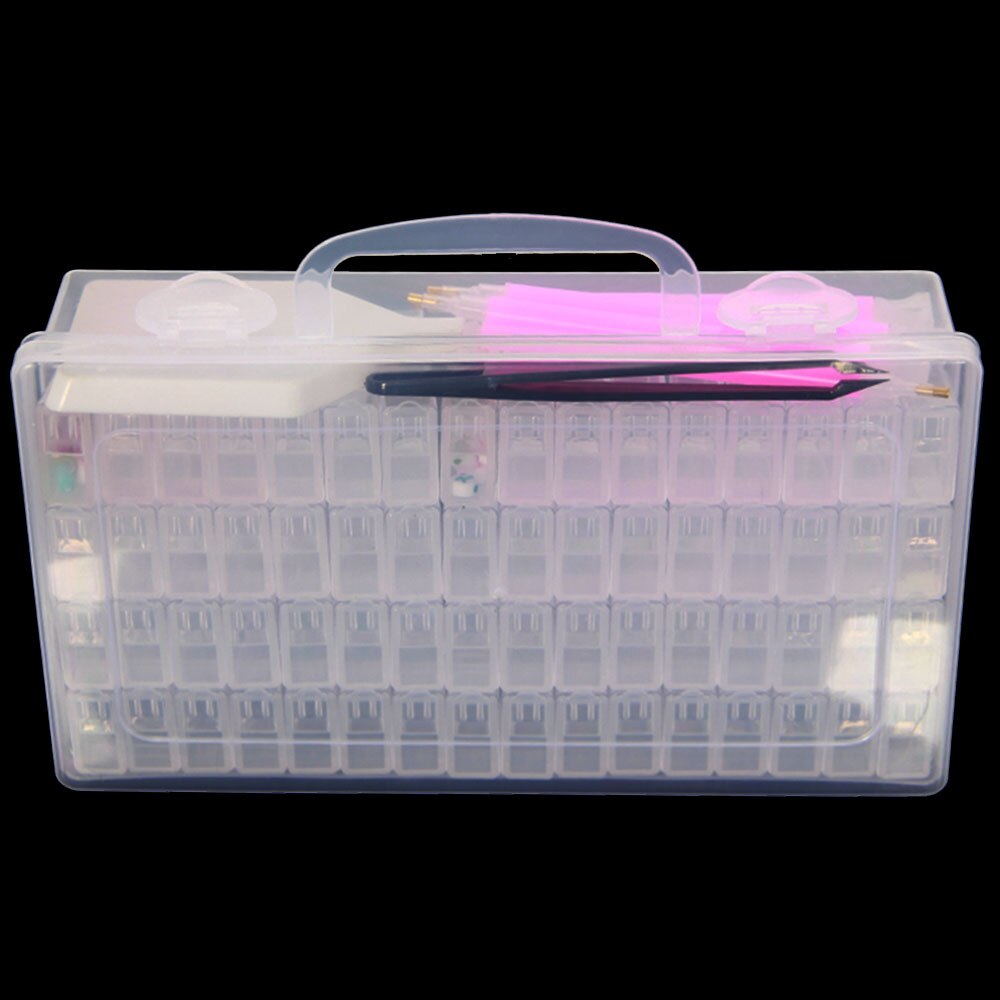 Boîte de rangement pour broderie diamant, mallette à 64 grilles, boîte de rangement pour pincettes, plateau de colle, Kit de Nail Art, conteneur de perles de mosaïque, organisateur d&#39;accessoires