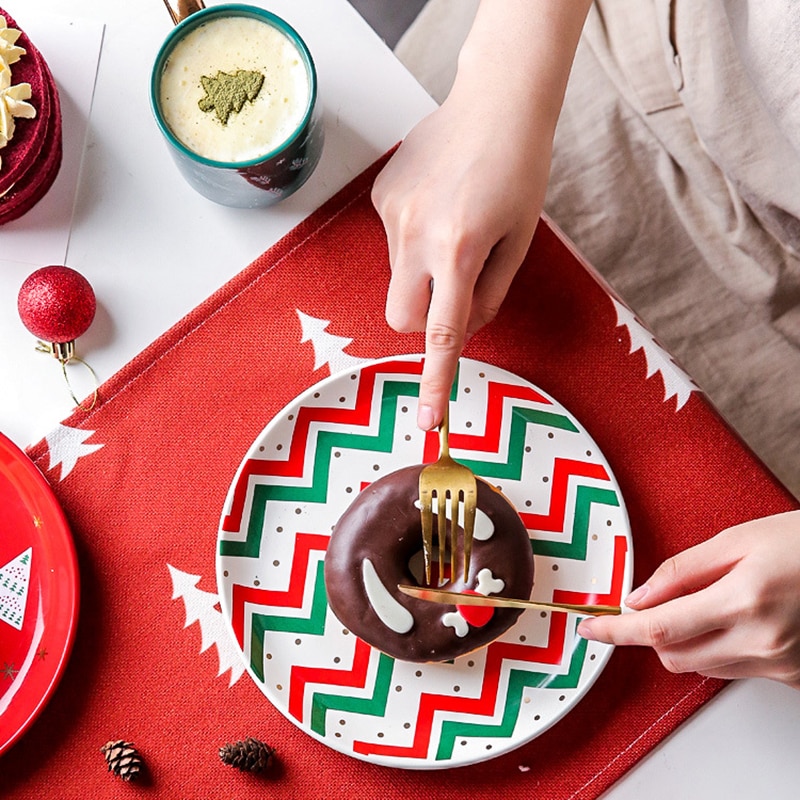 Christmas Cup Bowl Mug Christmas Party Tableware Set Porcelain Breakfast Plates Dishes Noodle Bowl Coffee Mug Tableware