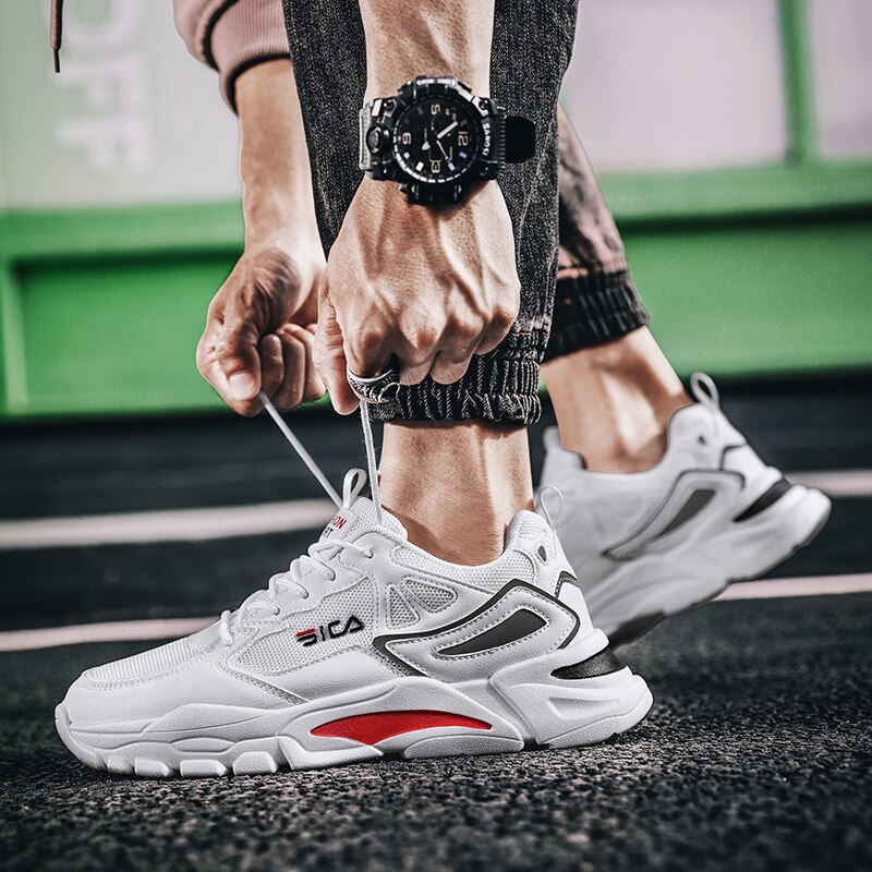 Tênis masculino sapatos de tênis de ar almofada rendas até sapatos de desporto respirável tênis de malha branco tenis femininohombre formadores sapatos esportivos