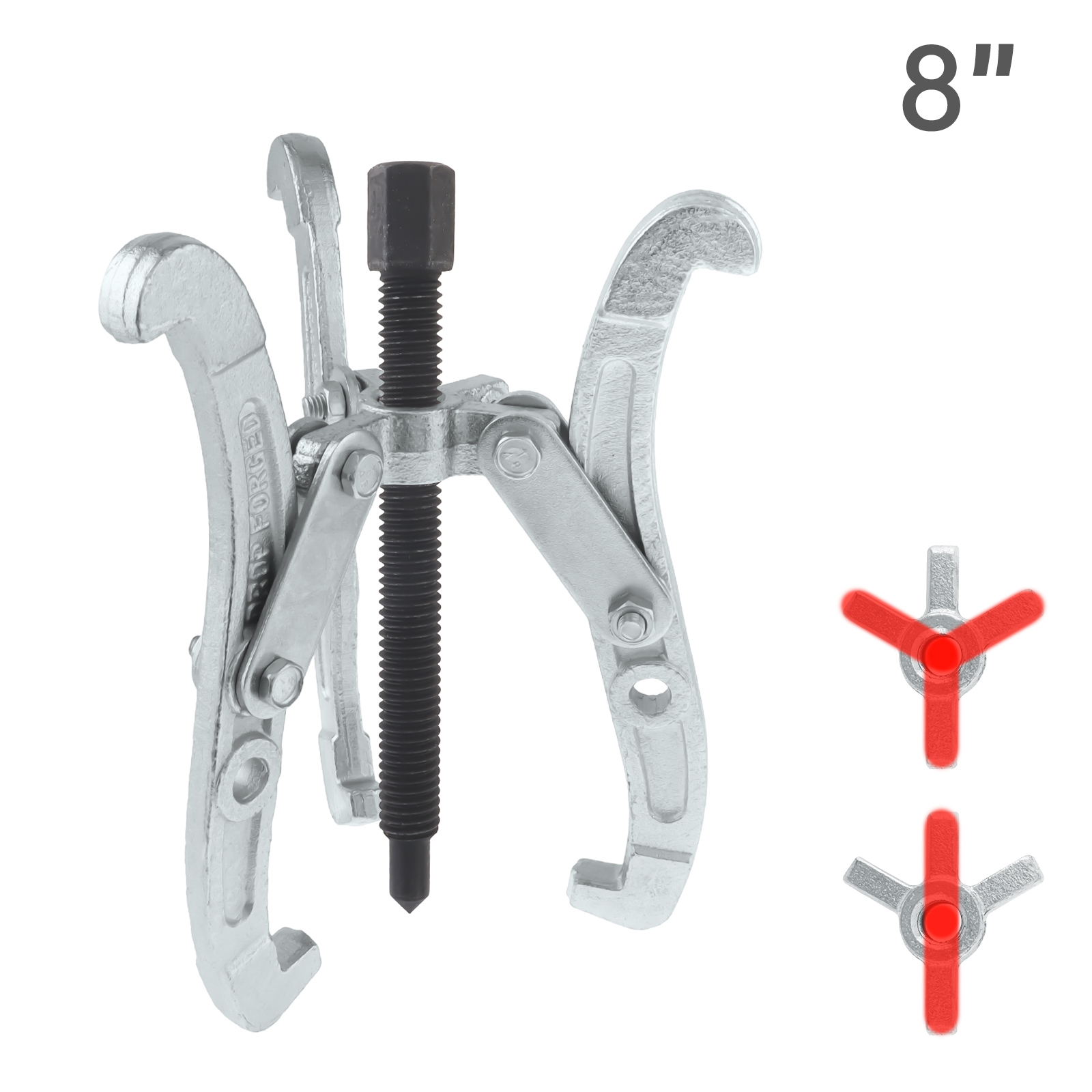 3/4/6/8/10 Inch Gear Puller High Carbon Steel Forging Three Claws Claw Puller Removal Tool for Gears /Pulleys / Bearings ﻿: Red