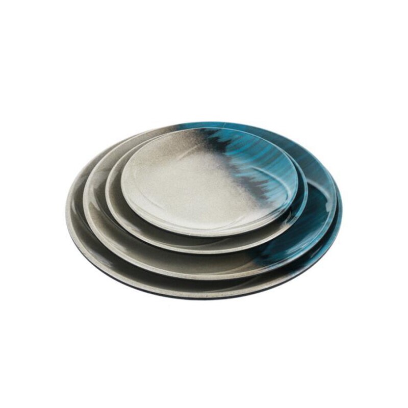 Melamine Servies Platen Rustieke Blauw Melamine Diner Platen Voor Indoor Outdoor Gebruik, Vaatwasmachinebestendig, Onbreekbare