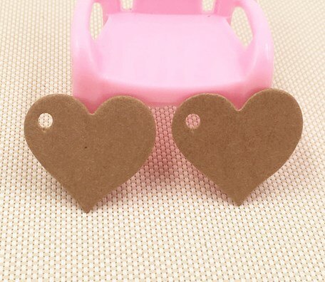 50 stks Kraftpapier Mooie Hart Tags DIY Handgemaakte Prijs Verpakking Labels/Wedding Party Favor Opmerking Tag voor cosmetica: Brown