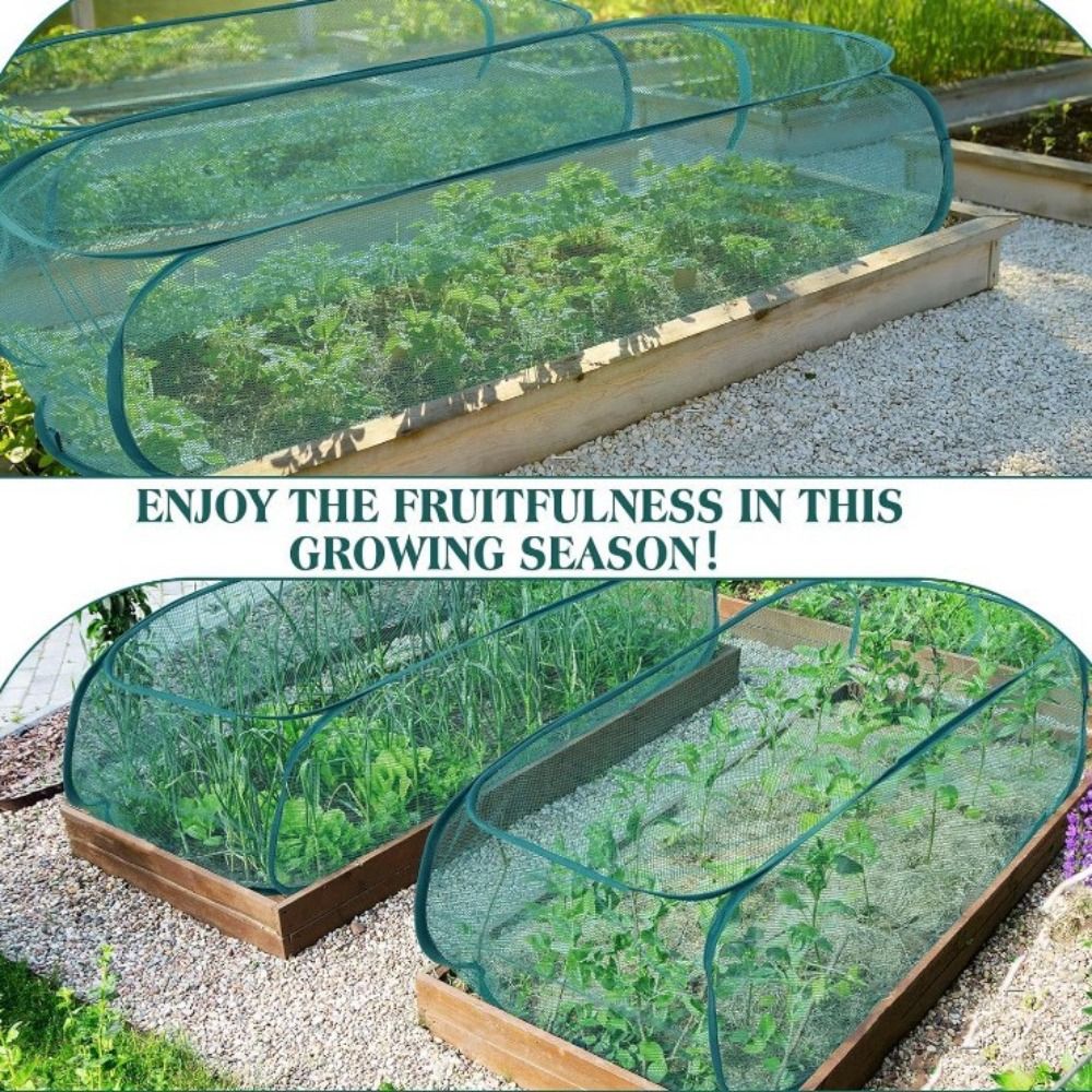 Foldable Plant Protection Netting Raised Beds with Ground Stakes Mesh Plant Cage Bird Control Garden Trellis Netting