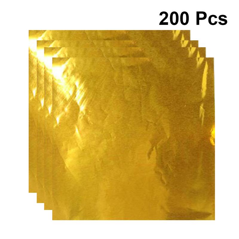 200 stuks Folie Papier Gouden Aluminiumfolie Snoep Chocolade Cookie Wikkelen Tin Papier Party DIY Metalen Embossing Verpakking