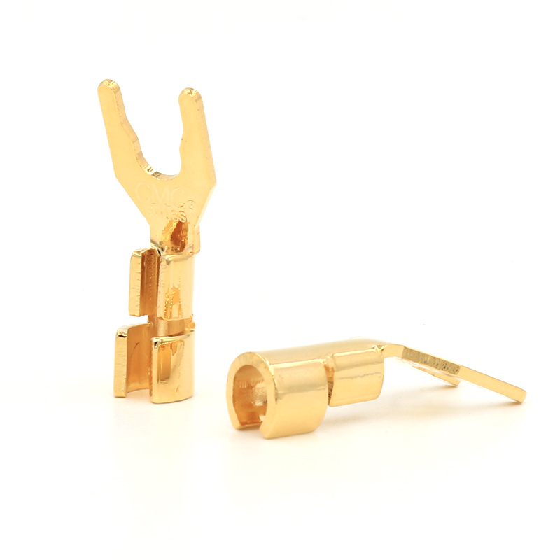 8 stk hi-end cmc 6005- cur-g solid kobberstik 24k guldbelagte spadestik højttalerkabel ledningsstik hifi