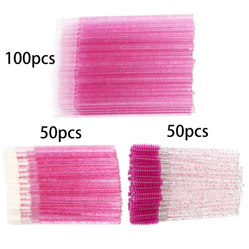 200pcs Disposable Brushes Set Mascara Wands Lip Brushes Microbrush Applicator Swab for Eyelash Extension Eyebrow Makeup Tools: Beige