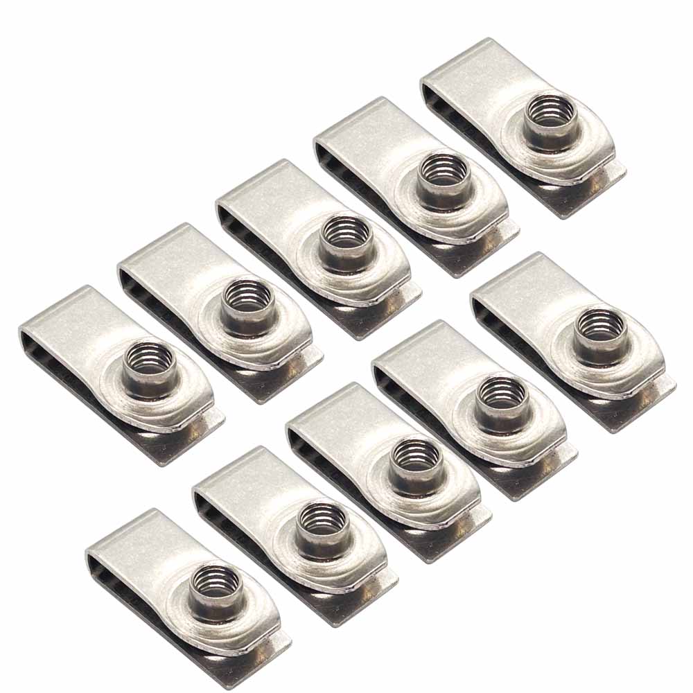 10 Uds. Clips tipo U de acero inoxidable de longitud extendida con rosca M8 M6 8mm 6mm tuerca de lengüeta tuercas de resorte de hoja Q312 para coche motocicleta