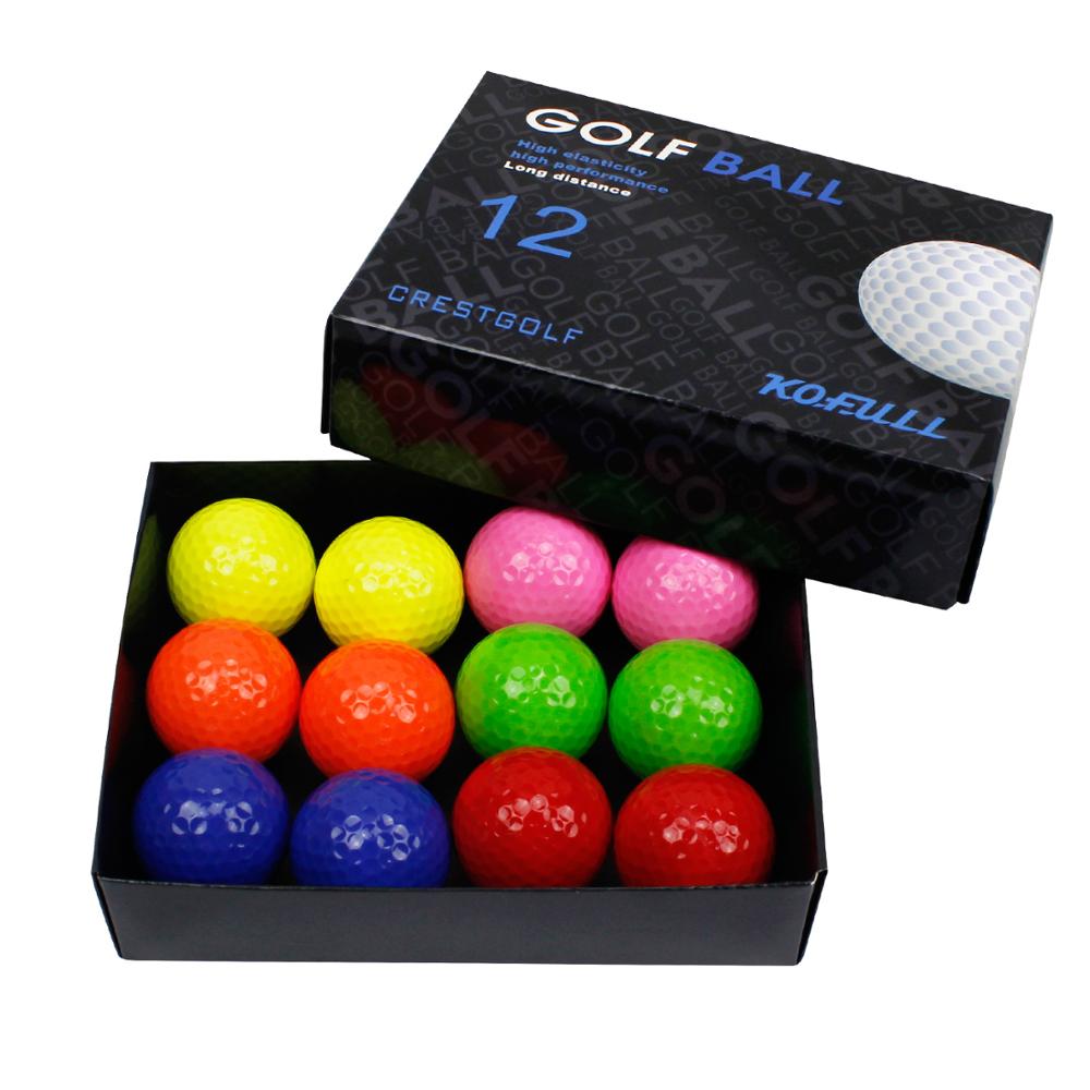 Crestgolf farvet øvelsesgolfbolde pakke  of 12 driving range golfbold golfspiller golftilbehør 6 farver til dit valg: Default Title