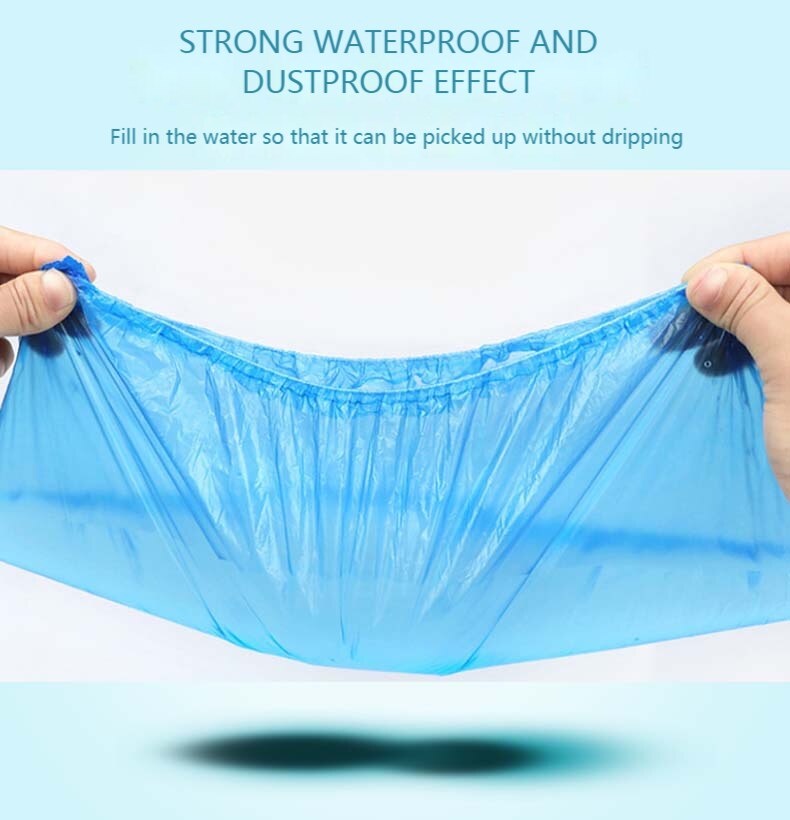 1Pack/100 Pcs Portable Waterproof Boot Covers Plastic non-slip wear Disposable Shoe Covers Overshoes Rain Shoe Covers Mud-proof