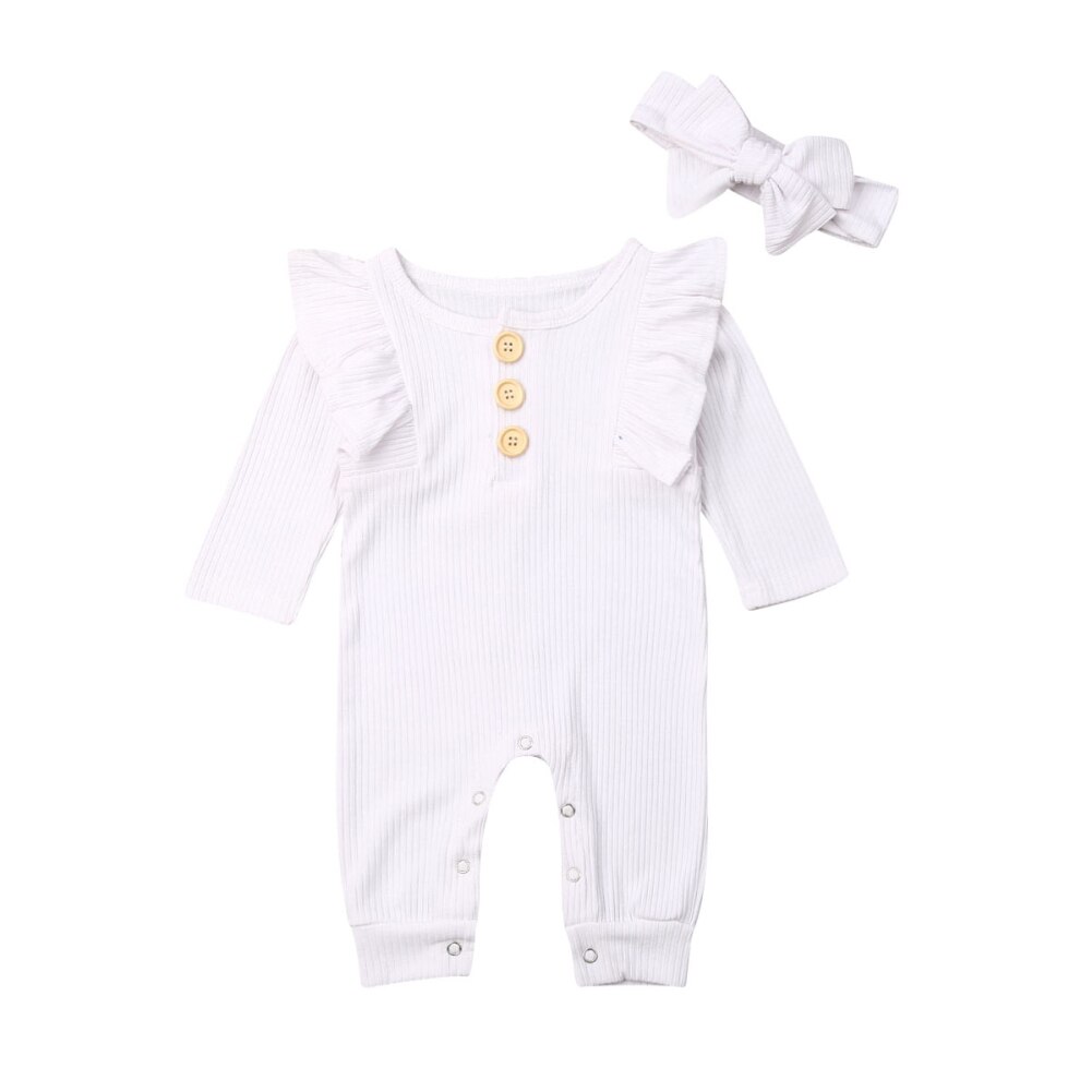 Focusnorm Neue Neugeborenen Baby Junge Mädchen Herbst Strampler Solide Langarm Baumwolle Gesamt Insgesamt Gestrickte Kleidung 2Stck Outfit: A / 18m