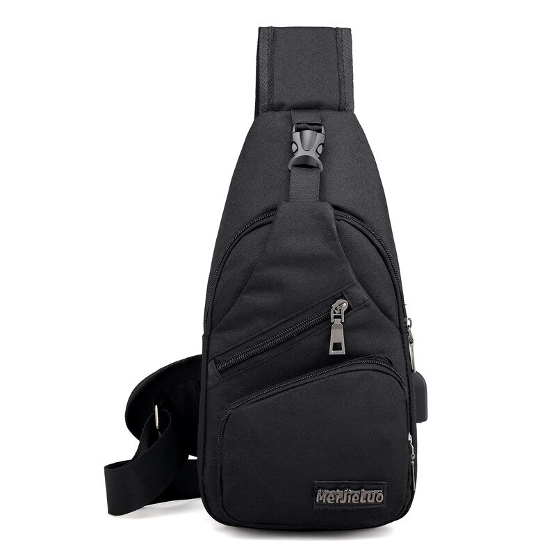 Shoulder Bags For Men USB Charging Crossbody Bag Male Anti Theft Chest Bag School Summer Short Trip Messengers Bag: Black