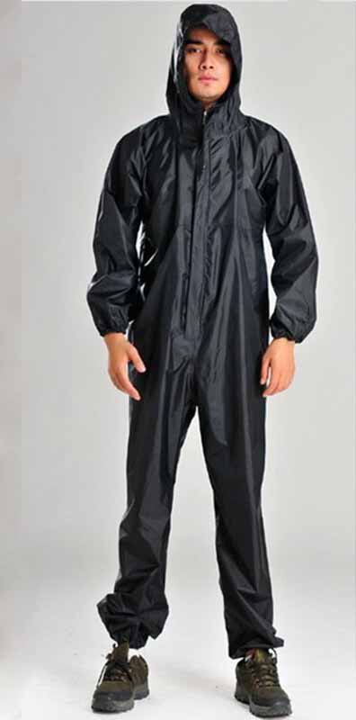 Motorcycle Rain Jacket Waterproof Raincoat Suits Men Fission Rain Suits Clothing Conjoined Raincoat Motocross Outdoor Overalls: Black / M