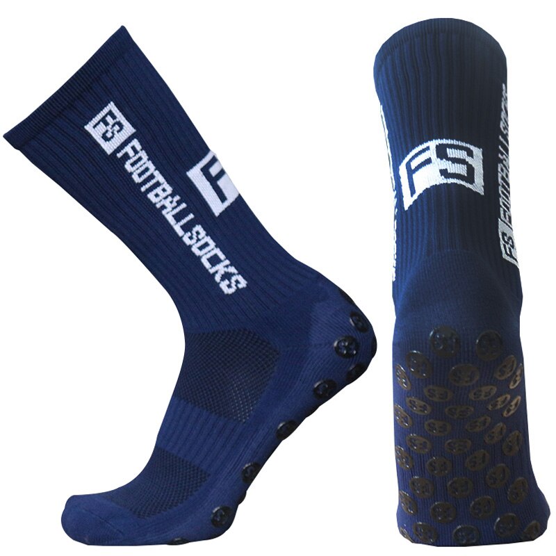 Sports Men Women Anti Slip FS Football Socks Baseball Rugby Grip Soccer Socks: FS navy blue