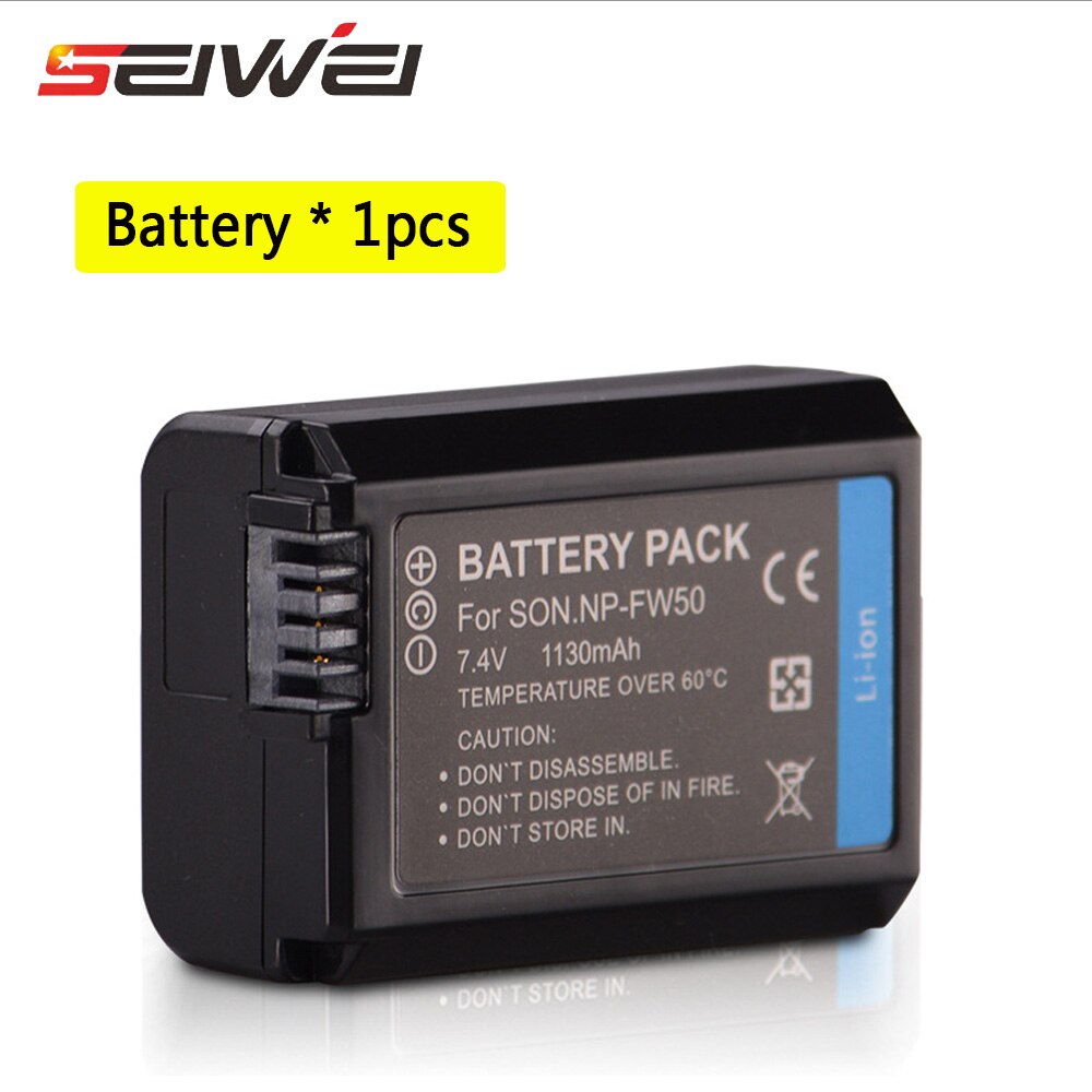 For Sony A6000 Battery NP-FW50 LCD USB Charger + 1130mAh NP FW50 Camera Battery for Sony a6500 a6300 a6000 a5000 a3000 NEX-3 a7R: 1