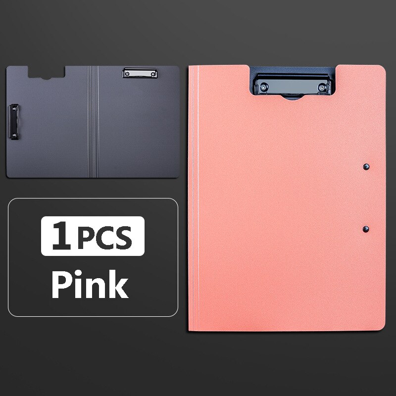 A4 File Folder Clipboard Writing Pad Memo Clip Board Double Clips Test Paper Storage Organizer School Supplies Office Stationary: Pink