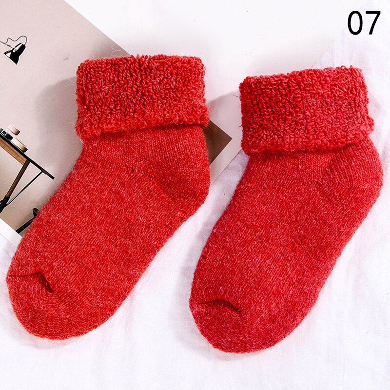 Moda wełniane grube skarpetki dziecięce dla dzieci zimowe miękkie ciepłe skarpetki dla dzieci 0-7 lat chłopcy dziewczęta termiczne podłogi elastyczne skarpety: 7 / 0-3 Years
