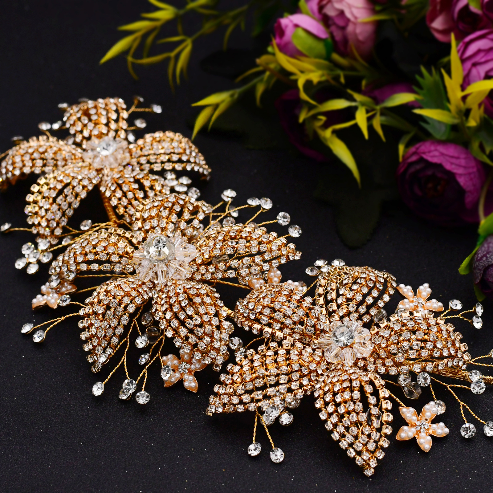 Sparkly Wedding Tiara Bruid Crown Bruids Haaraccessoires Crystal Hoofdtooi Rhinestone Hoofddeksels Bruids Haar Hoofdband Voor Vrouwen: HP252-G