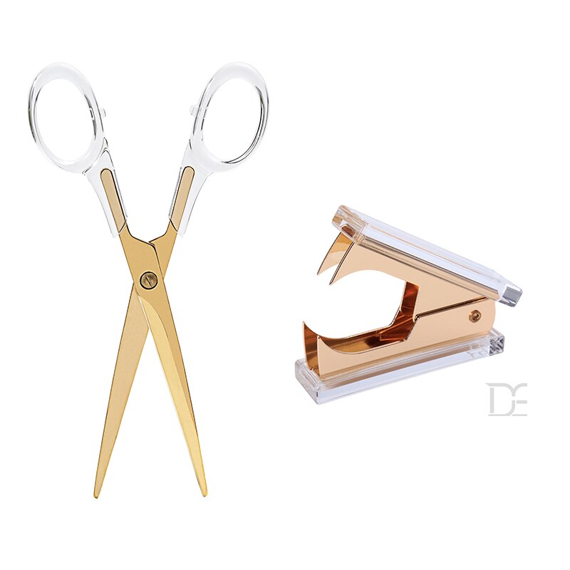 Acrylic Gold Scissors and Staple Remover acrylic stapler stationery: Y Scissor Staple Rem