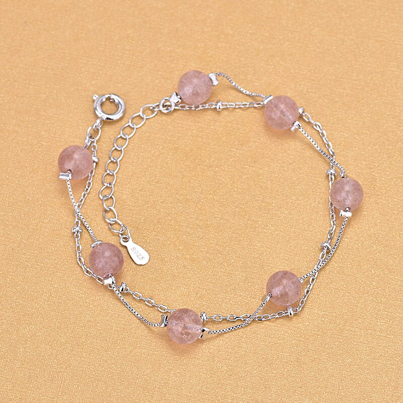 Good Factory Price Real Silver Color Pink Crystal Layer Bracelets Fine Jewelry