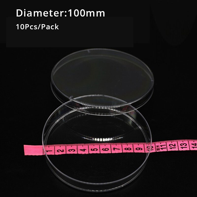 Platos de Petri de plástico estériles con tapas, 10 piezas, 90x16mm, para plato de laboratorio, platos de Petri de levadura bacteriana: 100mm