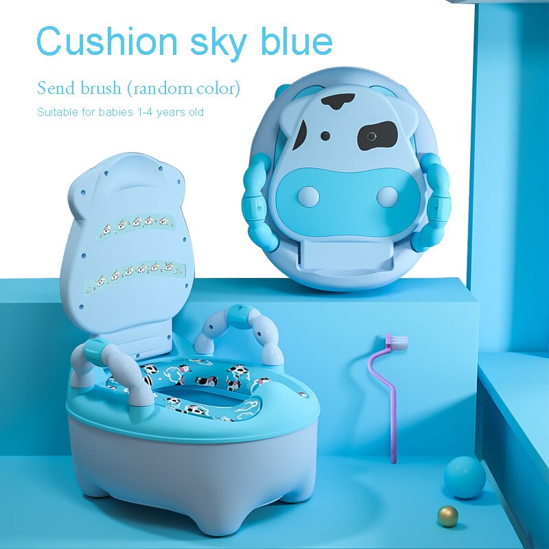 Draagbare Baby Potje Multifunctionele Baby Wc Auto Potje Kind Pot Training Meisjes Jongen Potje Kids Stoel Toiletbril Kinderen pot: cushion blue