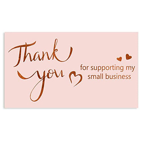 50pcs Pink Thank You for Supporting My Small Business Card Thanks Greeting Card Appreciation Cardstock for Sellers 5*9cm: D