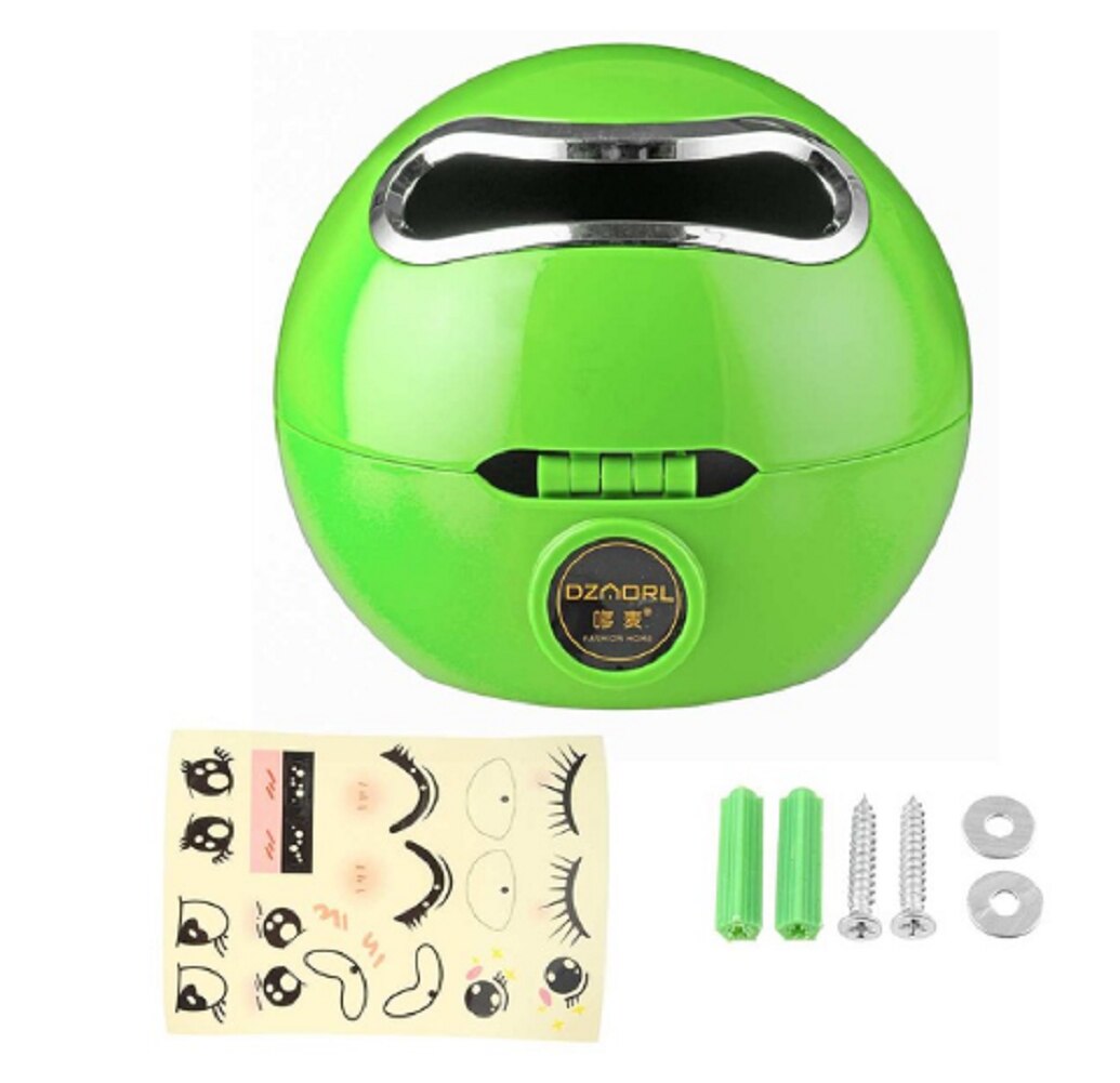 Round Fun Face Wall Mounted Tissue Holder Bathroom Toilet Roll Paper Storage Box: Green