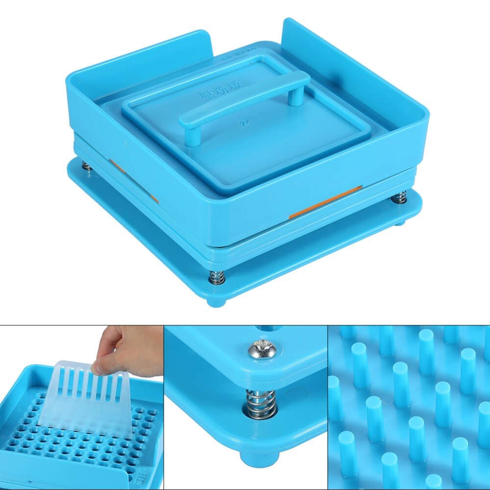 2Types 100Holes Blue Capsule Maker Powder Filler Plate Plastic Filling Manual Machine Tool With Handle