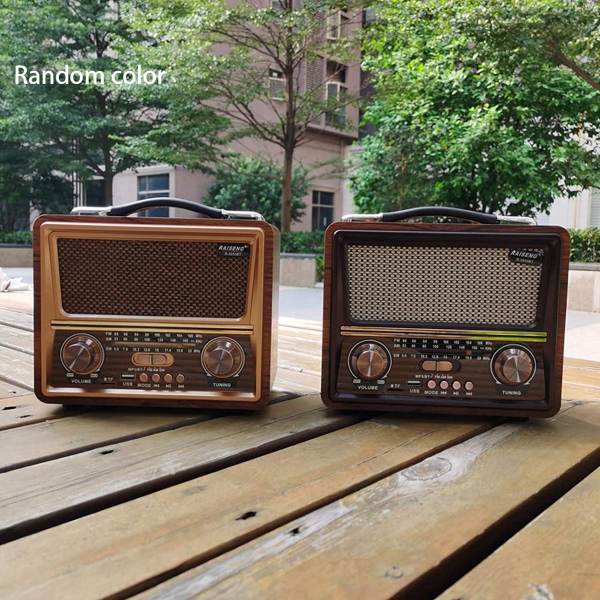 Wooden Retro Radio, AM SW FM Radio, Wireless Bluetooth Speaker, Mini Bass Audio Outside Loud Volume for Home, Office