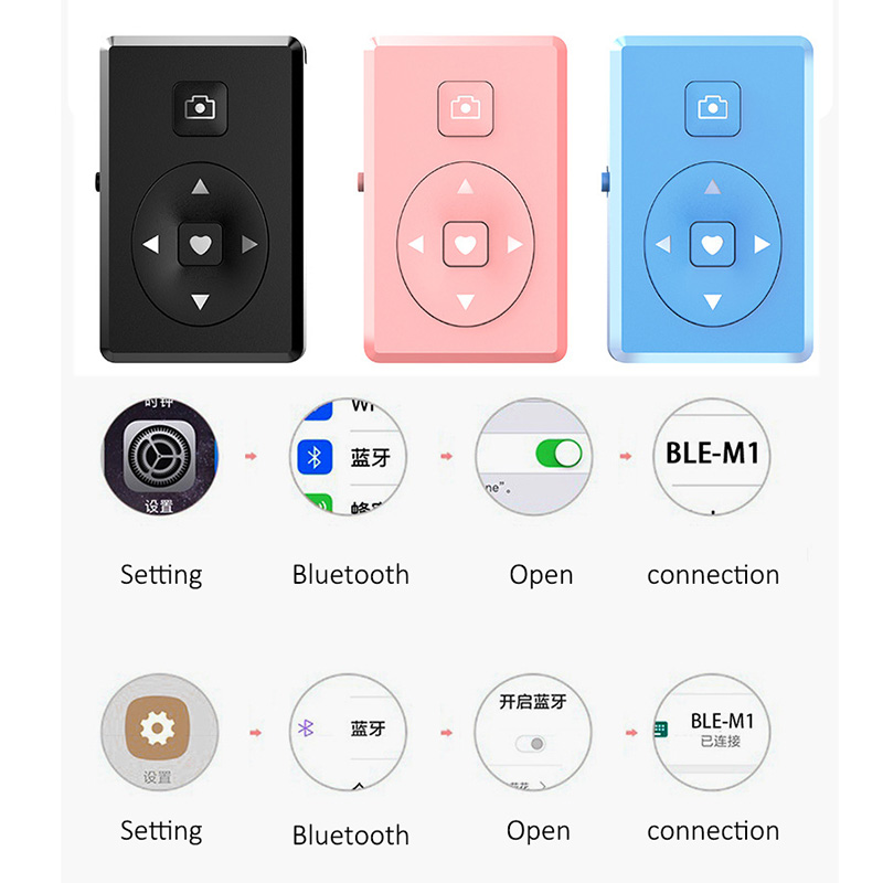 Mando a distancia Bluetooth inteligente disparador inalámbrico controlador remoto temporizador automático para IPhone Huawei P20 P30 Pro Xiaomi Control remoto