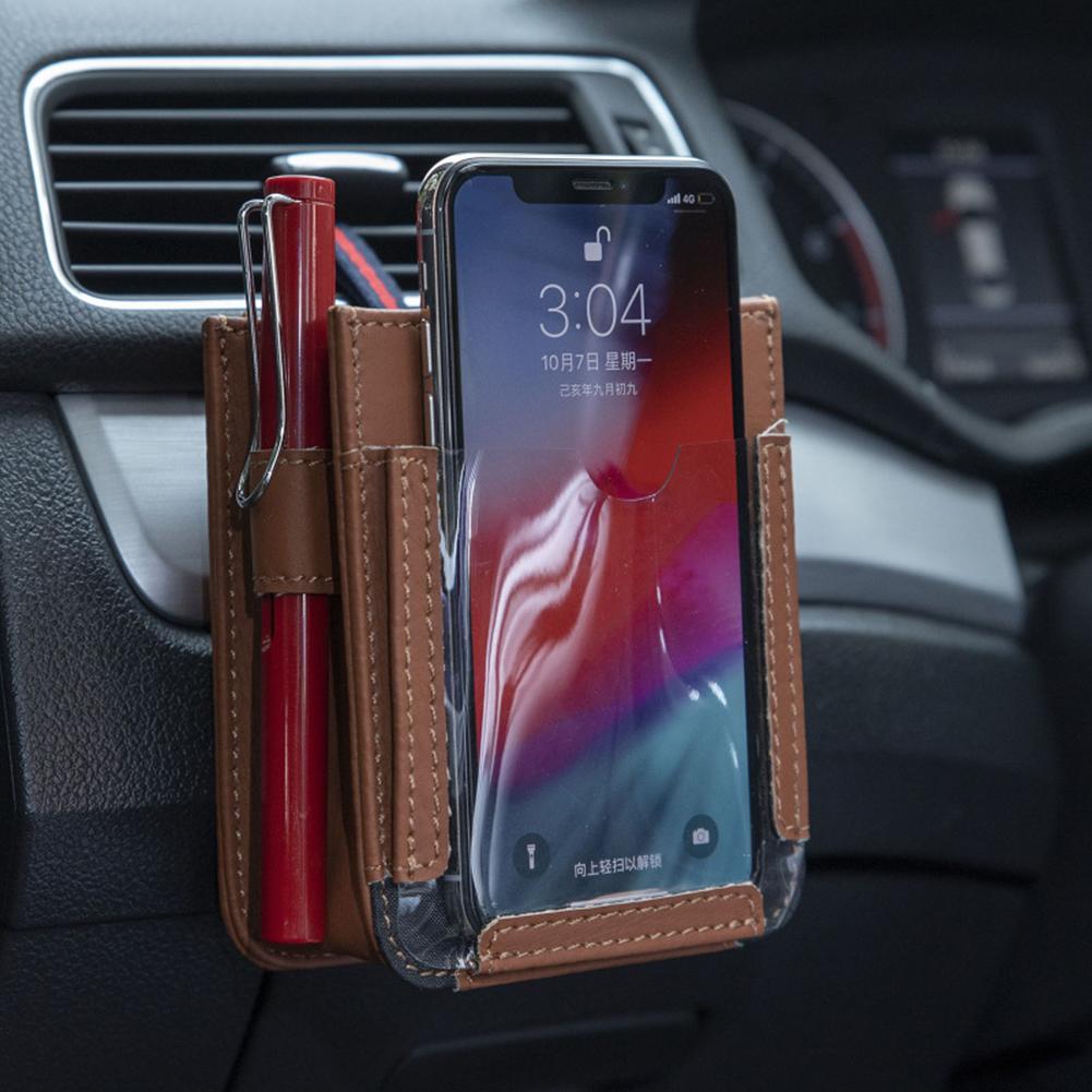 Multifunctionele Auto Pocket Automotive Air Vent Opbergtas Organisator Mobiele Telefoon Opslag Stand Auto Mount Telefoon Houder Key Card