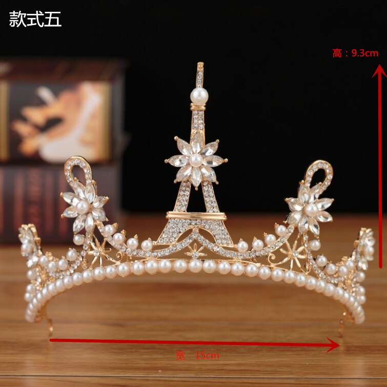 Bruidskroon, bruidshoofddeksel, haaraccessoires, parel bruidskronen, tiara's, sieraden, strass bruidstiara, hoofdband, 22 stijlen: 4