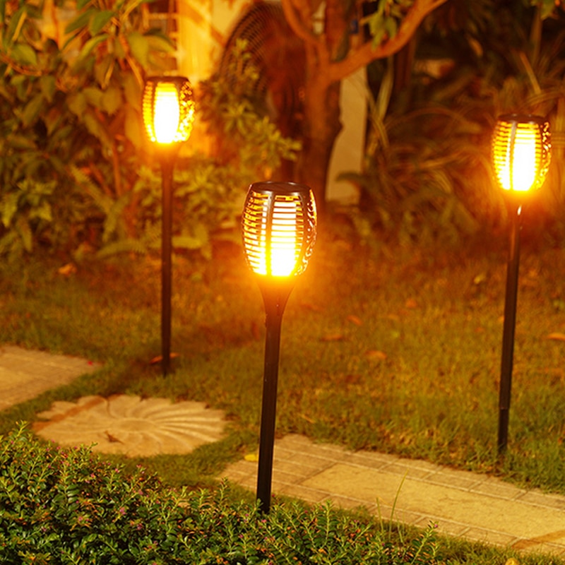 Solar Tiki Torch Lights LED Garden Waterproof Outdoor Courtyard Lamp Dancing Flame Flickering 96 LEDs Decorative Lights IP65