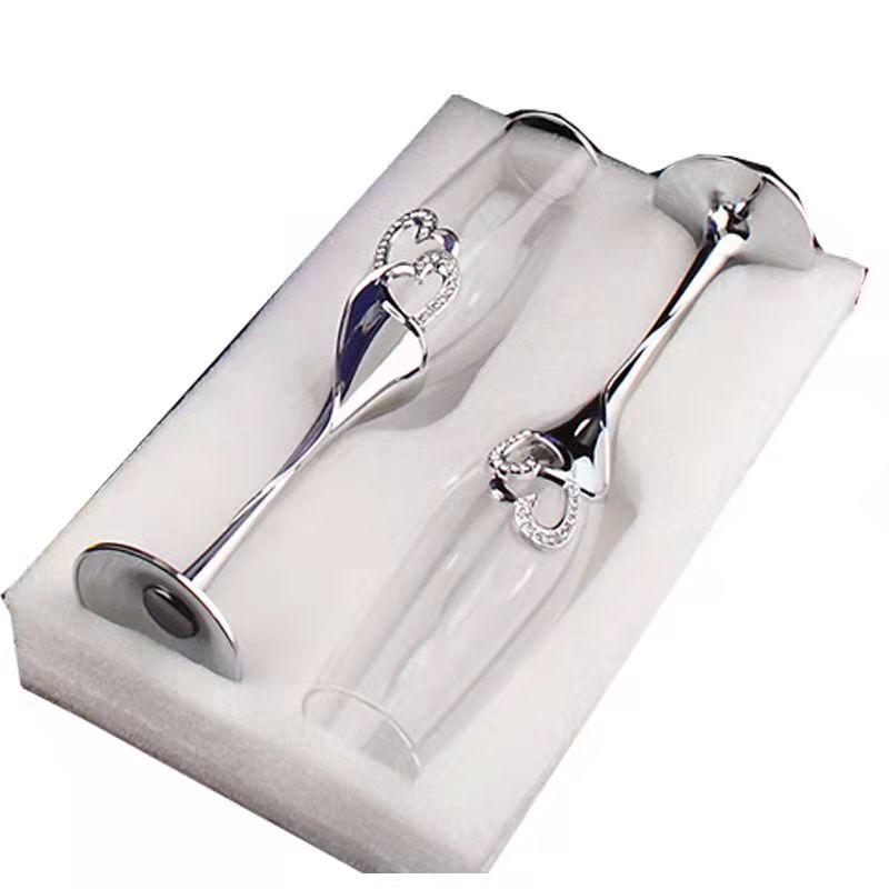 2Pcs Wedding Wine Glasses Champagne Glasses Wine Glass Set Cocktail Glass Bride and Groom Wine Cups Party Valentine's Day: Silver