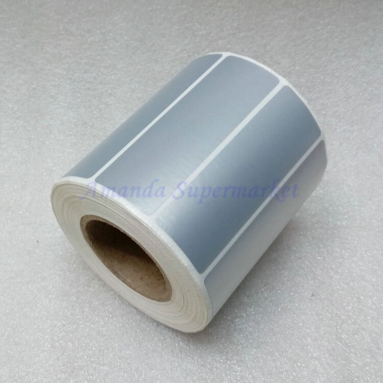 Etikett Aufkleber 80x25mm 1500 Stück/Rolle Silber Aufkleber Selbst Klebe Etikett Wasserdichte Reißfest Öldicht Barcode Etikett