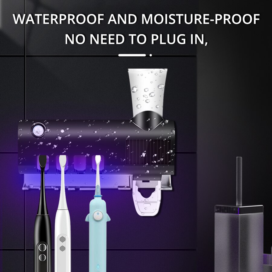 Smart PIR Motion Sensor Toothbrush Holder With UV light Ultraviolet Disfinfection Cleaning Drying Sterilizer Toothpaste Squeezer