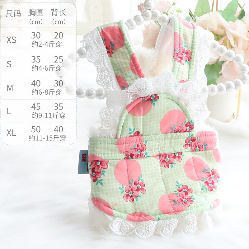 Gruba i ciepła sukienka dla psa zima kot Chihuahua spódnica Yorkie pomorskie Shih Tzu maltański Bichon pudel sznaucer pies ubrania XS: green-pink / S
