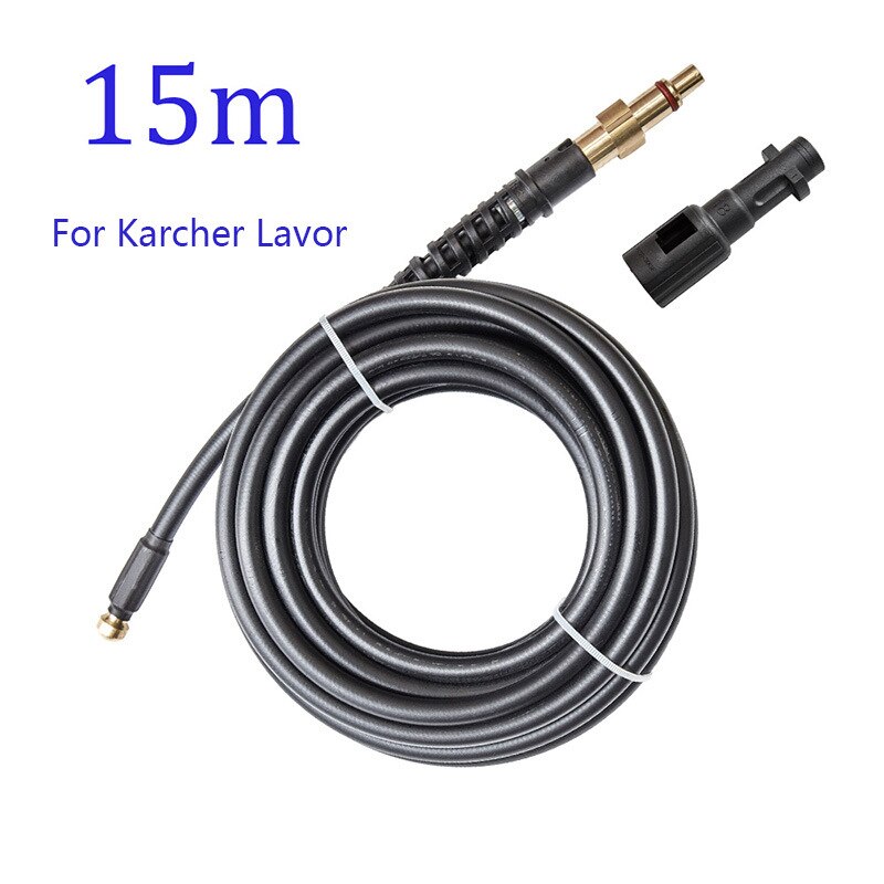 Manguera de limpieza de agua de drenaje de alcantarillado, limpiador de tuberías, manguera de agua de alta presión con boquilla, para Lavor/karcher k2k5/parkside herramientas adaptador limpiador a presión,jet nozzle: karcher lavor-15m