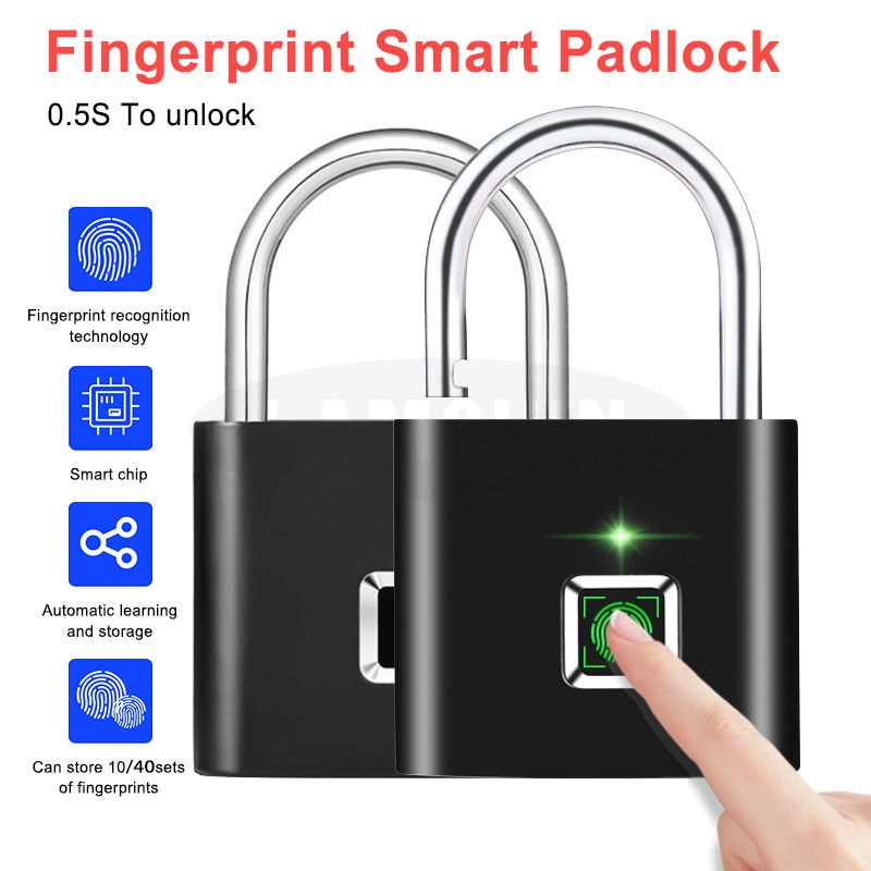 smart hengelås elektronisk fingeravtrykkslås nøkkelfri usb oppladbar dørlås hurtigopplåsynge sinklegering metall selvutviklende brikke
