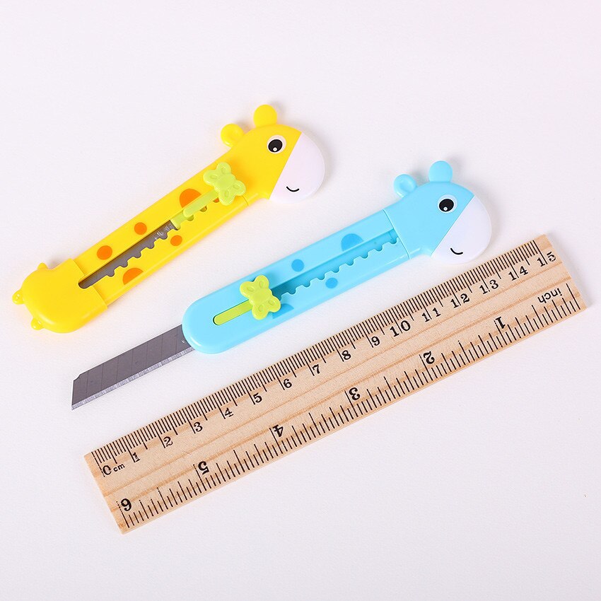 3 pack Cartoon Giraffe Shaped Utility Knife Knife Scrapbook Tool Office School Mini Letter Opener Paper knife