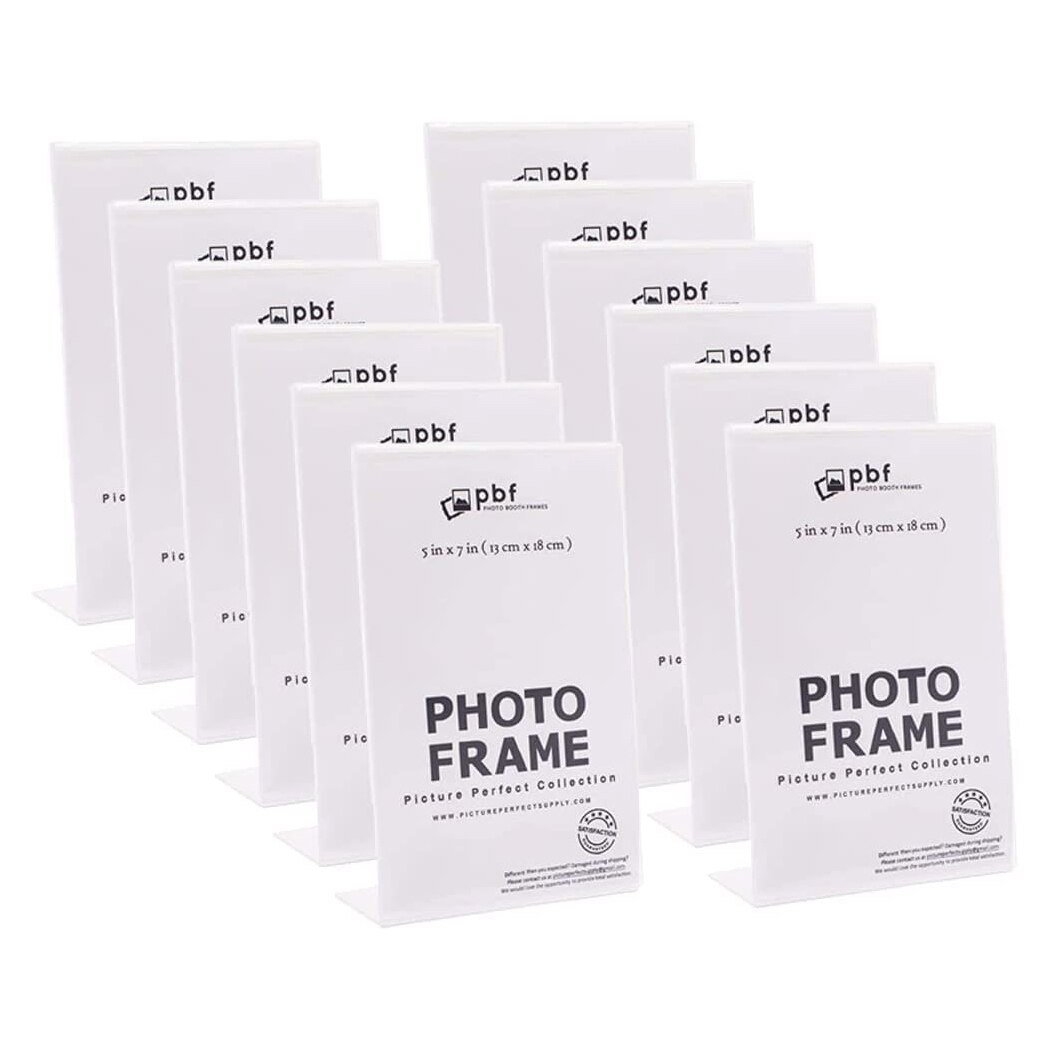 Photo Booth Frames Clear Acrylic Display, Slanted Back Vertical Standing Plastic Picture Or Display Sign Holder With Inserts