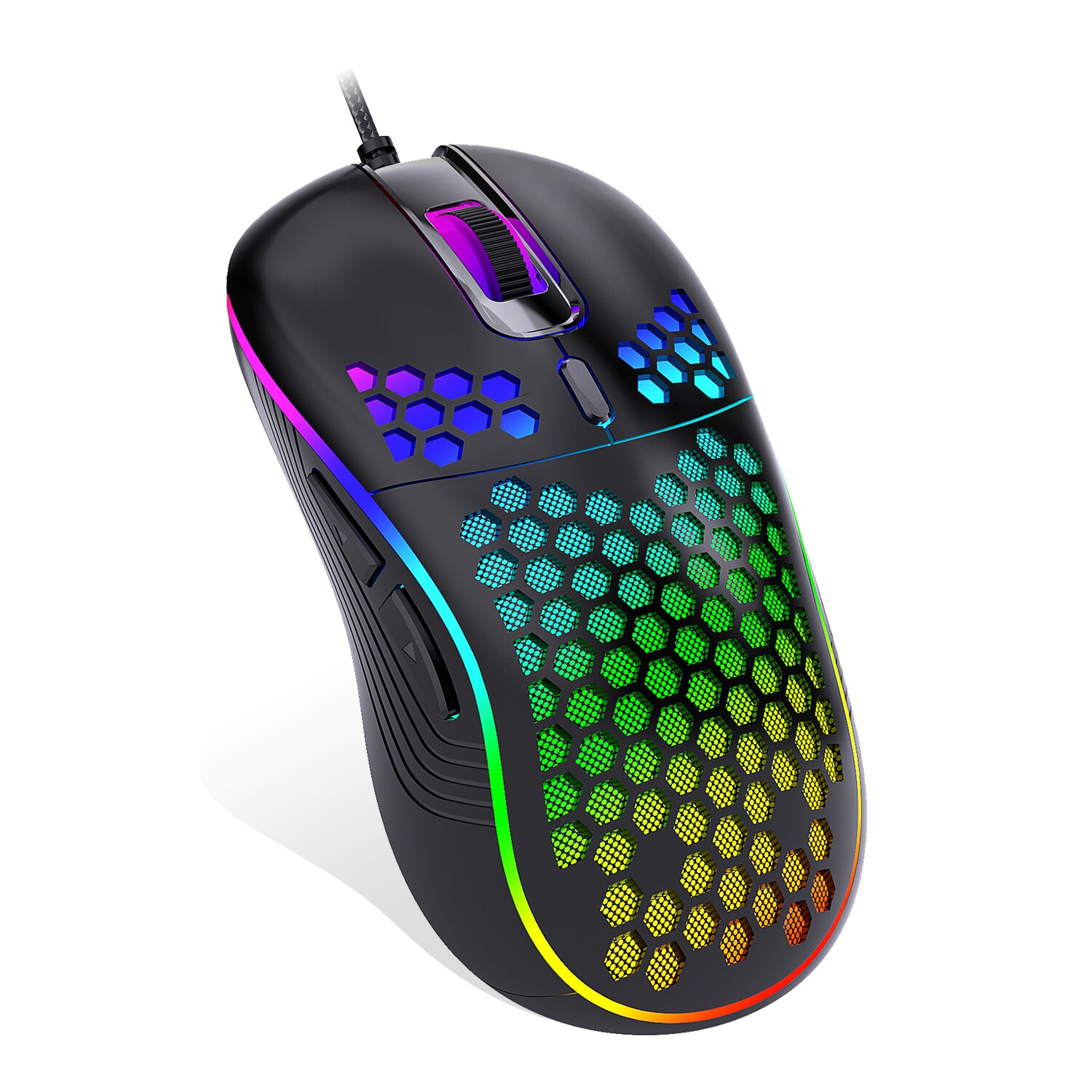 RedThunder D110 Wired Gaming Mouse, RGB Backlight, Lightweight 7200 DPI Honeycomb Optical Mouse for PC MAC PS5 Xbox Gamer: Black