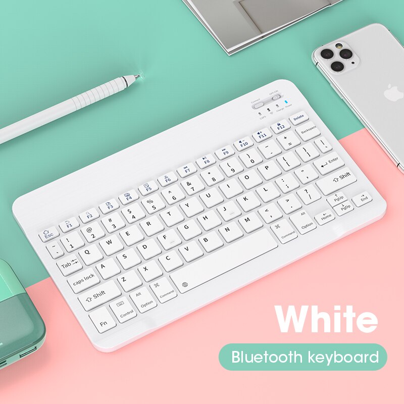 Bluetooth Pink Keyboard Mouse Combo Set For iPad Surface Tablet Laptop Wireless Silent Keyboard Mute Mini Size Keyboard Mouse: White Keyboard