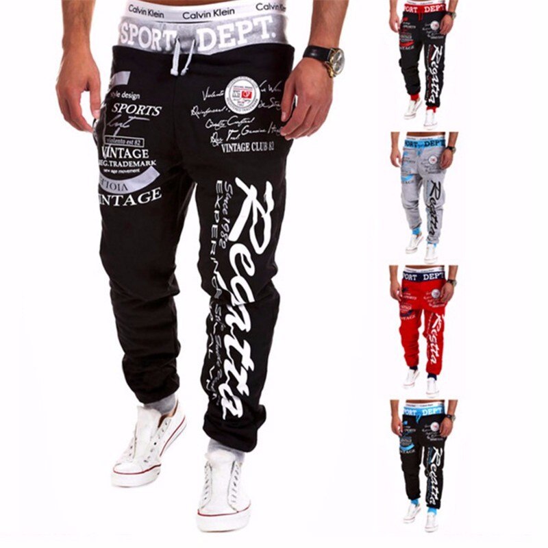 Bukser baggy herre bogstavtryk baggy harem cool lange bukser joggers wear plus size m-xxxl snøre: Xxl / 5