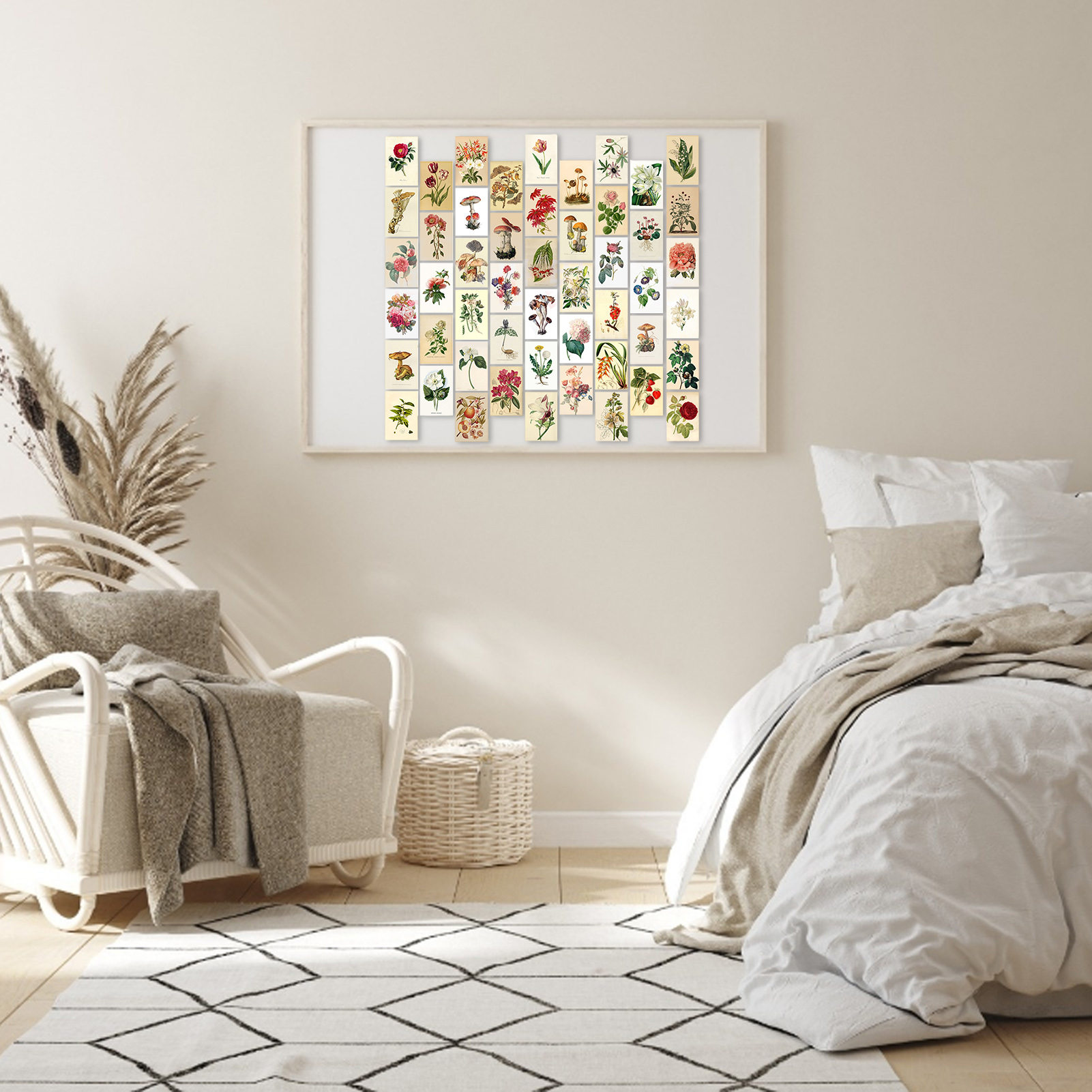 Kit de Collage de pared botánico Vintage, imágenes de plantas estéticas para decoración de habitación, Póster Artístico de pared, 50 piezas