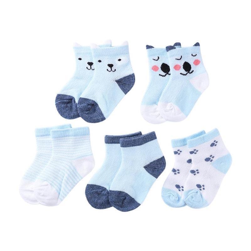 5pairs/Lot Cartoon Toddlers Kids Socks Cute Baby Boys Girls Cotton Socks cute animals shape socks for baby feet care: B / L