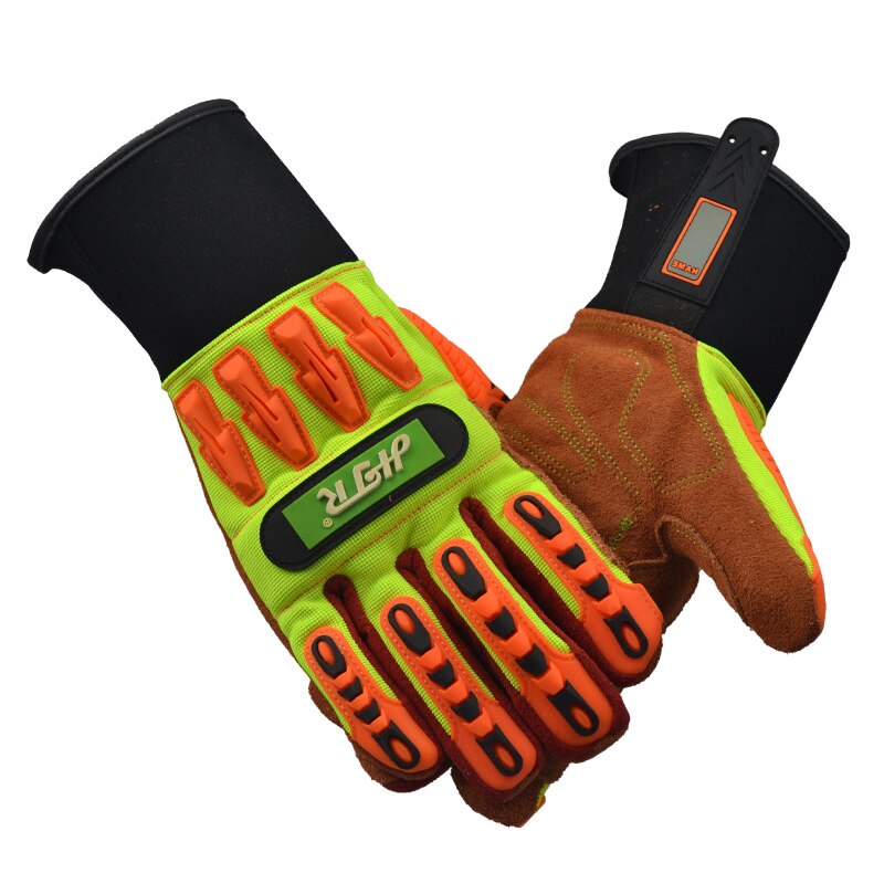 Impact Resistant Oilfield Safety Gloves Leather Palm Anti Impact Mechanics Gas Industrial Rigger Work Gloves