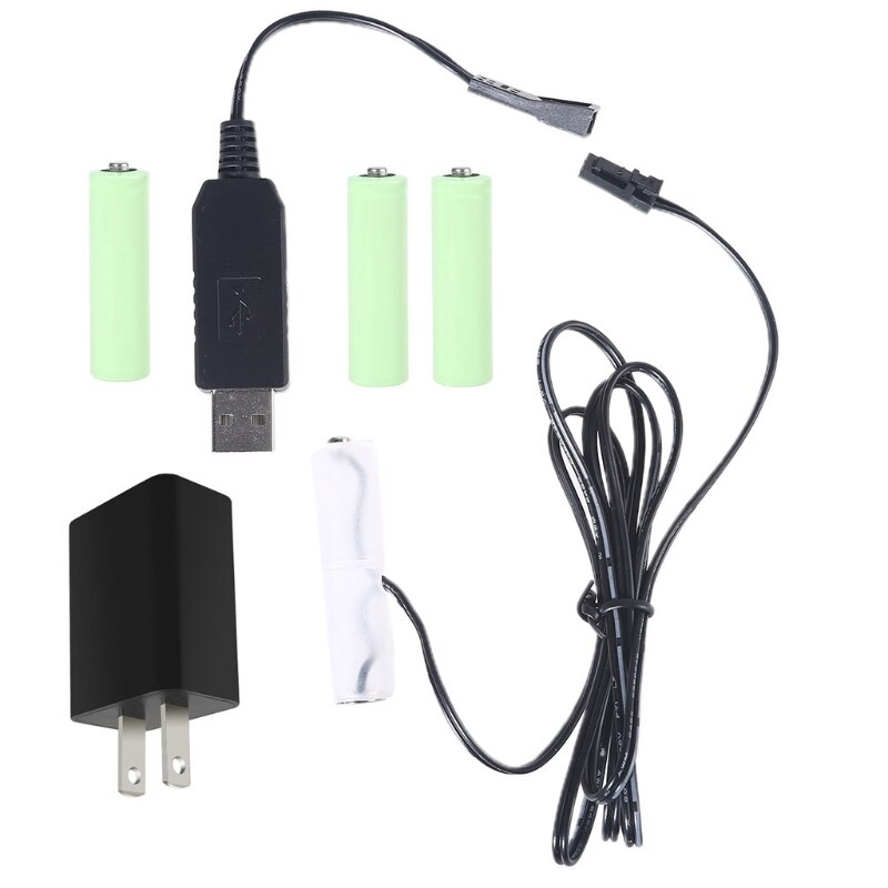 Battery to Electric AA Converter Convert Any 1-4pcs AA Battery Powered Clock Toys Lamps Device to USB Electric: 6V- US