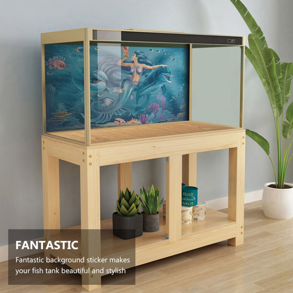 Aquarium Background Sticker Mermaid Fish Tank Wallpaper Aquarium Poster Decal