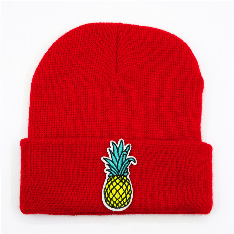 Ananas fruit borduurwerk dikke gebreide muts winter warme muts skullies pet muts voor kinderen mannen vrouwen 147: Rood / 2 to 5 jaar oud